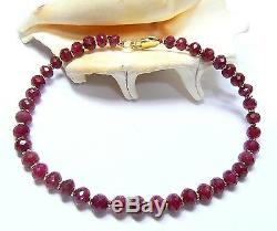 Rare Natural Top Grade Faceted Red Ruby Beads 14k Gold Bracelet 8 Just Stunning