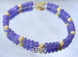 Rare Natural Translucent Purple Blue Tanzanite Beads 14k Gold Bracelet 7.75