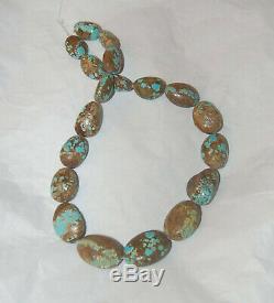 Rare Nevada Number 8 Turquoise Graduated Puffed Oval Shape Beads 16 #69