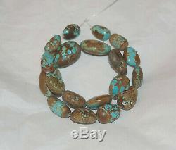 Rare Nevada Number 8 Turquoise Graduated Puffed Oval Shape Beads 16 #69