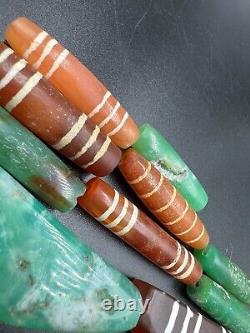 Rare Old Antique Etched Carnelian Amazonite Stone Beads Lot Business Price