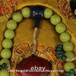 Rare Old China Fluorite Noctilucent Stone Court Beads Necklace
