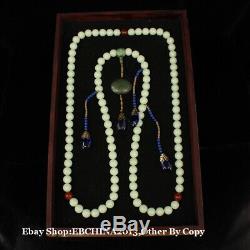 Rare Old China Noctilucent Fluorite Stone Court 108 Buddha Beads Necklace