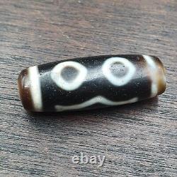 Rare Old Tibetan Eye Agate Dzi Bead High-Quality Amulet with 3 Circle Eyes