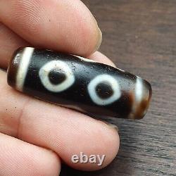 Rare Old Tibetan Eye Agate Dzi Bead High-Quality Amulet with 3 Circle Eyes