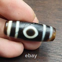 Rare Old Tibetan Eye Agate Dzi Bead High-Quality Amulet with 3 Circle Eyes