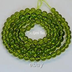 Rare Olive Green Peridot Smooth Round Sphere Globe Beads 22.7 inch strand