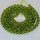 Rare Olive Green Peridot Smooth Round Sphere Globe Beads 22.7 Inch Strand