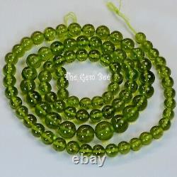 Rare Olive Green Peridot Smooth Round Sphere Globe Beads 22.7 inch strand