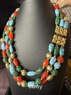 Rare One Of A Kind Vintage Vogue Multi stone Necklace Signed