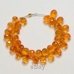 Rare Orange Spessartite Mandarin Garnet Faceted Teardrop Briolette Beads 3