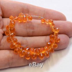 Rare Orange Spessartite Mandarin Garnet Faceted Teardrop Briolette Beads 4