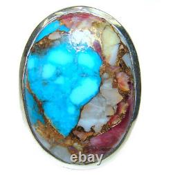 Rare Oyster Turquoise. 925 Sterling Silver handcrafted ring size 7 1/4