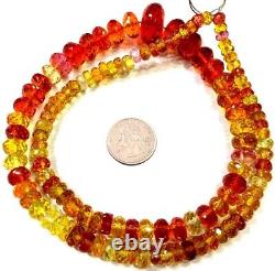 Rare Padparadscha Sapphire Faceted Rondelle Beads Multi Yellow Orange Gemstone