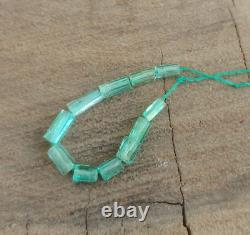 Rare Panjshir Emerald Old Vintage Drilled Tube Beads 11 pcs / 4-5.60 mm