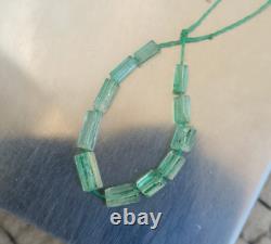 Rare Panjshir Emerald Old Vintage Drilled Tube Beads 11 pcs / 4-5.60 mm