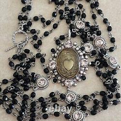 Rare Pink Black Virgin Saints & Angels Sacred Heart Multi Strand Necklace