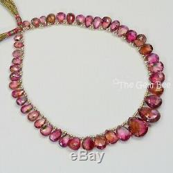 Rare Pink Peacock Watermelon Tourmaline Faceted Pear Briolette Beads 9.5 Strand