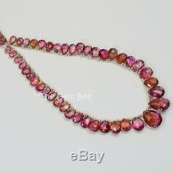 Rare Pink Peacock Watermelon Tourmaline Faceted Pear Briolette Beads 9.5 Strand