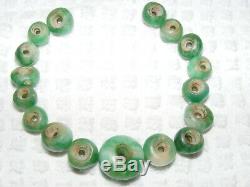 Rare Pre-Columbian Bright Green 17 Piece Lot Jade Small Beads with Medium Center