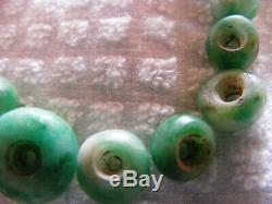 Rare Pre-Columbian Bright Green 17 Piece Lot Jade Small Beads with Medium Center