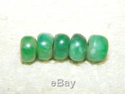 Rare Pre-Columbian Bright Green 5 Piece Lot Jade Small Beads, Wearable History
