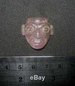 Rare Pre-columbian Moche Amethyst Face Spacer Bead