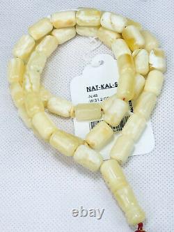 Rare Royal White Natural STONE Baltic Amber Prayer Beads 51g