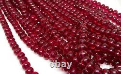 Rare Ruby Corundum Smooth Rondelle Beads Shape 1 Stand Necklace Gemstone 18 Inch