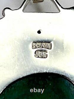 Rare Sajen 925 Sterling Bead Pearl Necklace Carved Aventurine Dragon Pendant