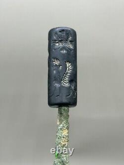 Rare Seal Beads Near Eastern Pure Black Stone Intaglio Early Civilization
