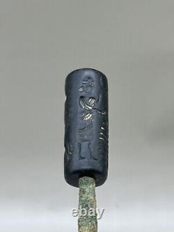 Rare Seal Beads Near Eastern Pure Black Stone Intaglio Early Civilization