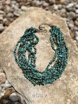 Rare Signed Rocki Gorman Turquoise Multi Stranded Necklace