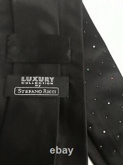 Rare Stefano Ricci Luxury Collection Silk Crystal Swarovski Mens Black Tie Italy