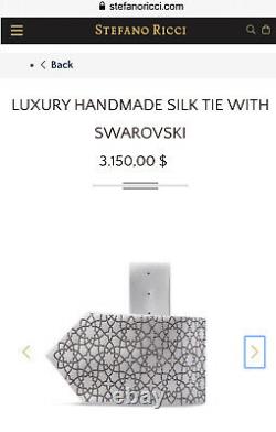 Rare Stefano Ricci Luxury Collection Silk Crystal Swarovski Mens Black Tie Italy