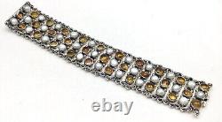 Rare Sterling Pearl &Amber bracelet by Jan Pomianowski, signed