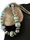 Rare Sterling Silver Navajo Pearls Dry Creek Turquoise Beads Necklace01385