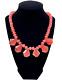 Rare Strawberry Quartz Pink Gemstones Melon Carved Flat Beads Art Deco Necklace