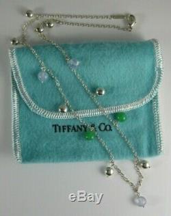 Rare TIFFANY & CO Chalcedony & Chrysoprase Ball Bead Sterling Silver Necklace