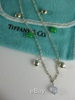 Rare TIFFANY & CO Chalcedony & Chrysoprase Ball Bead Sterling Silver Necklace