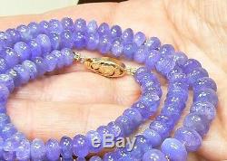 Rare Tanzanite Beads 14k Gold Necklace 100% Natural Translucent Gem Blue 20