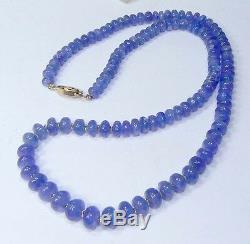 Rare Tanzanite Beads 14k Gold Necklace 100% Natural Translucent Gem Blue 20