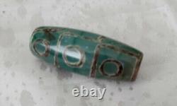 Rare Tibetan 9 Eye Ancient Aqua Agate Prayer Bead Powerful Healing Amulet