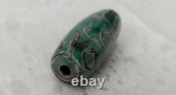 Rare Tibetan 9 Eye Ancient Aqua Agate Prayer Bead Powerful Healing Amulet