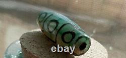 Rare Tibetan 9 Eye Ancient Aqua Agate Prayer Bead Powerful Healing Amulet