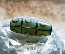 Rare Tibetan 9 Eye Ancient Aqua Agate Prayer Bead Powerful Healing Amulet