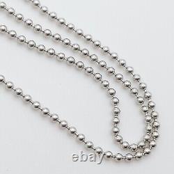 Rare Tiffany & Co. 18k White Gold Small Beaded Ball 16 Inch Chain Necklace