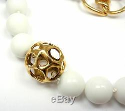 Rare! Tiffany & Co. 18k Yellow Gold 12.5mm Dolomite White Bead Necklace 19.5