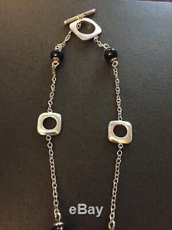 Rare Tiffany & Co. Onyx Bead Sterling Silver Necklace