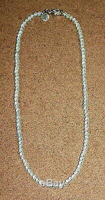 Rare Tiffany & Co Sterling Silver 3.7 mm Aquamarine Bead Necklace 16.25 119WEI